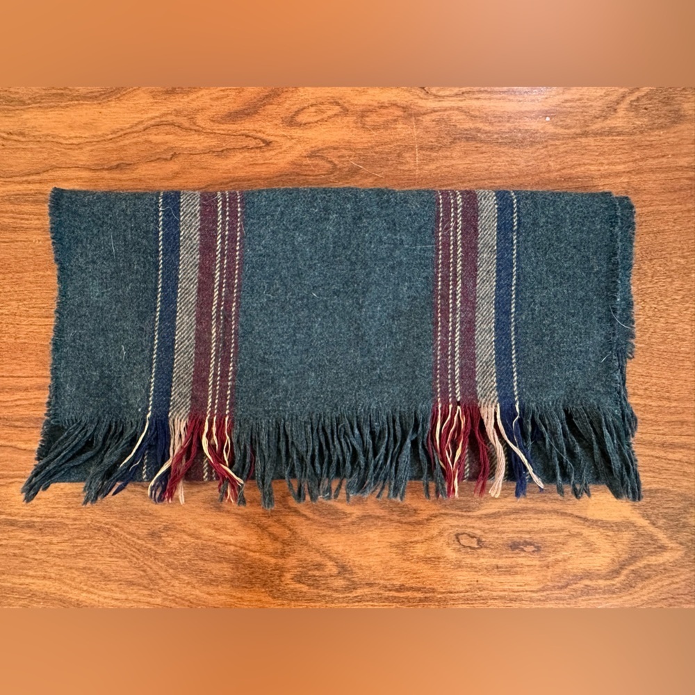 1970’s Pendleton Virgin Wool Stripe Scarf – Teal Green Made in USA - Picture 3 of 5